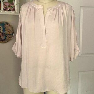 Jennifer Lopez Pale Pink Draped Flutter Sleeves Slouch tunic T-Shirt *X-SMALL*